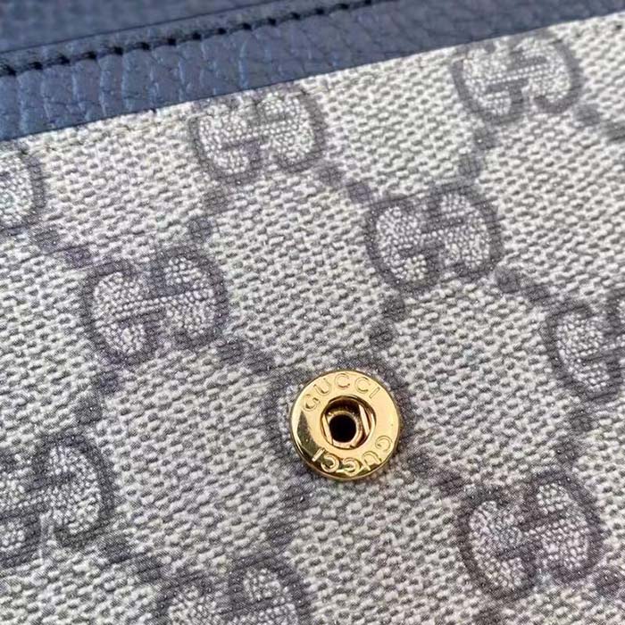 Gucci Women GG Marmont Leather Continental Wallet Beige Ebony GG Supreme Canvas