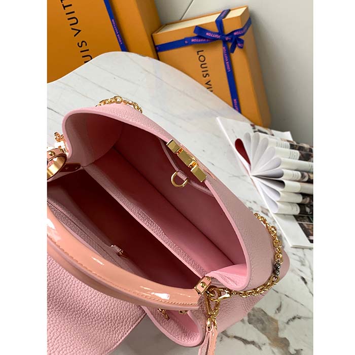 Louis Vuitton LV Women Capucines BB Handbag Pearly Pink Taurillon Leather