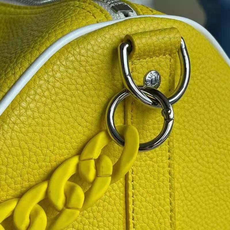 Louis Vuitton LV Unisex Keepall Bandoulière 55 bag Acetate Chain Yellow Grained Cowhide Leather