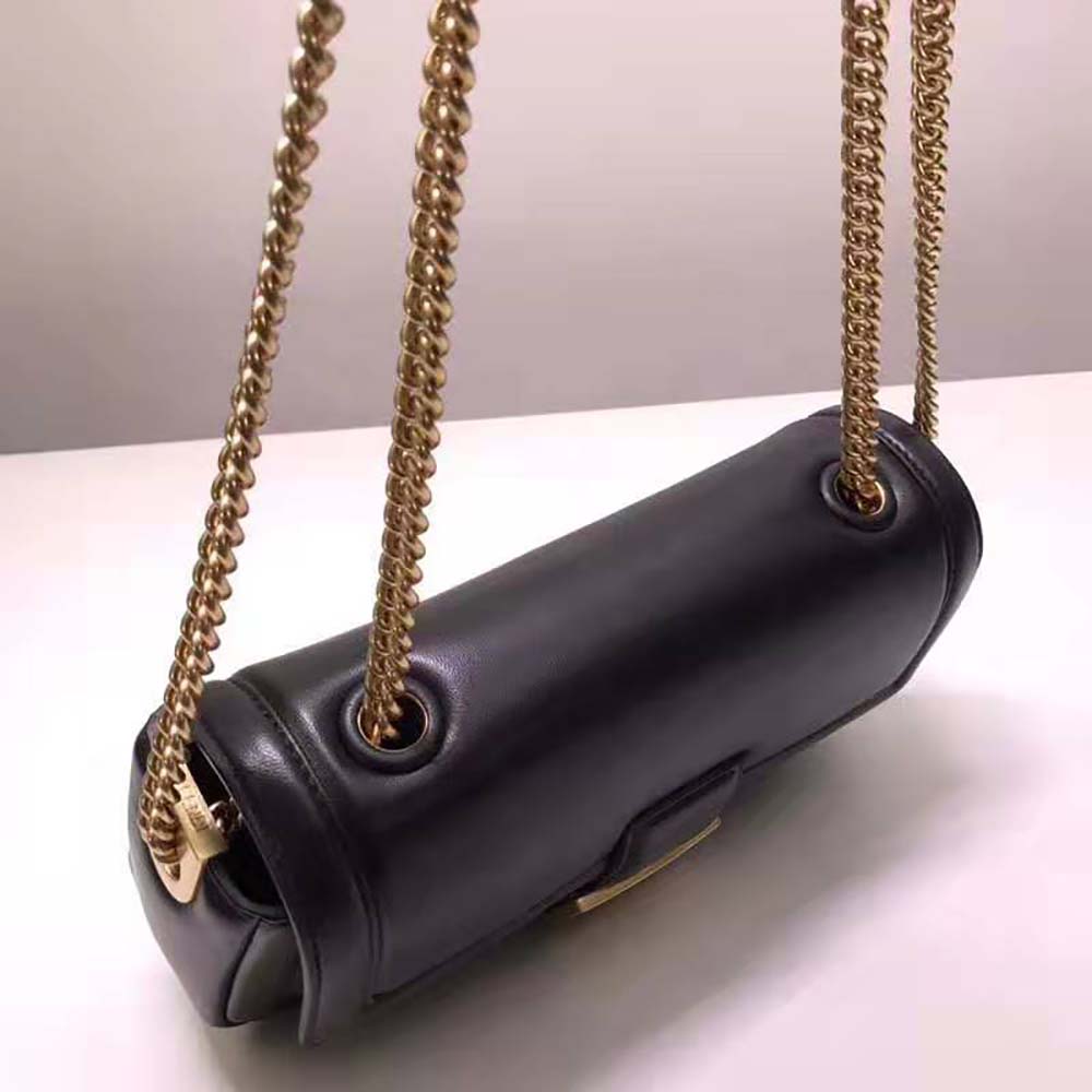 Fendi Women Baguette Chain Black Nappa Leather Bag