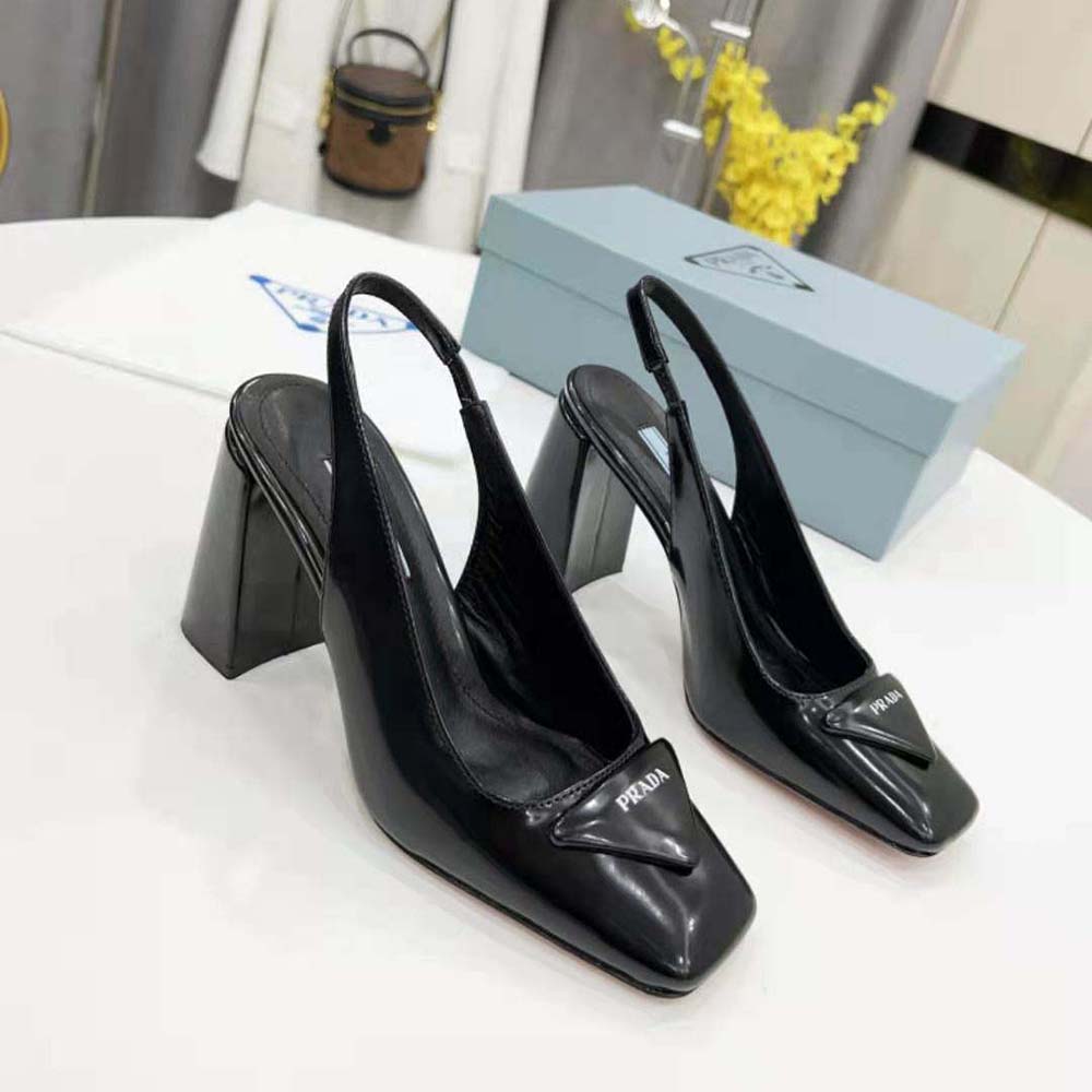 Prada Women Patent Leather Sling-Back Pumps
