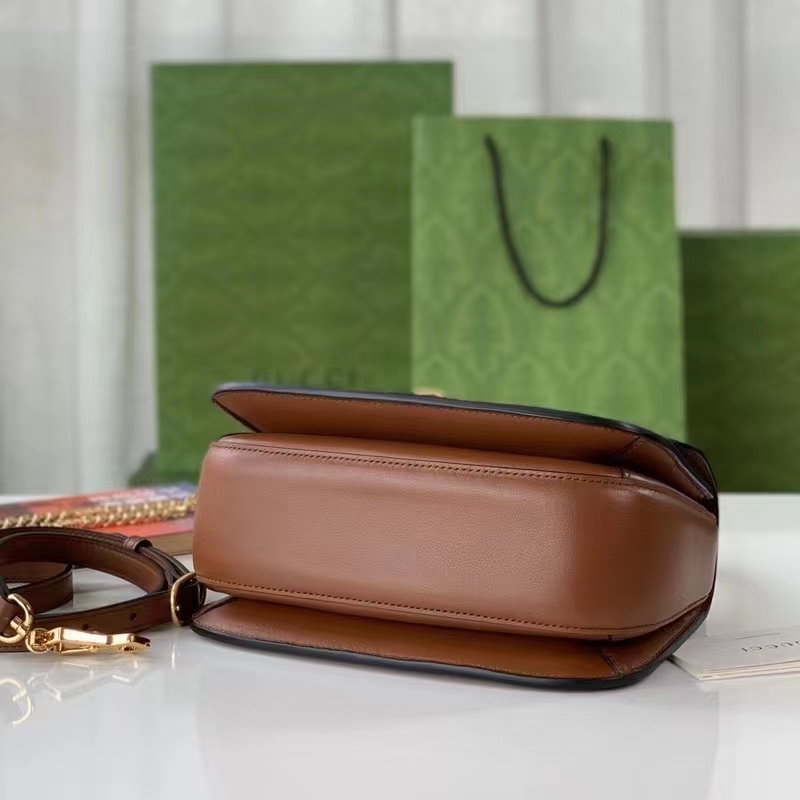 Gucci Women GG Blondie Small Top Handle Bag Cuir Leather Round Interlocking G