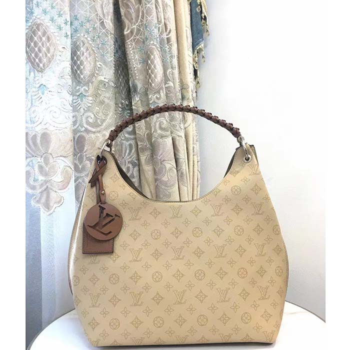 Louis Vuitton LV Women Carmel Hobo Bag Crème Beige Mahina Perforated Calf Leather