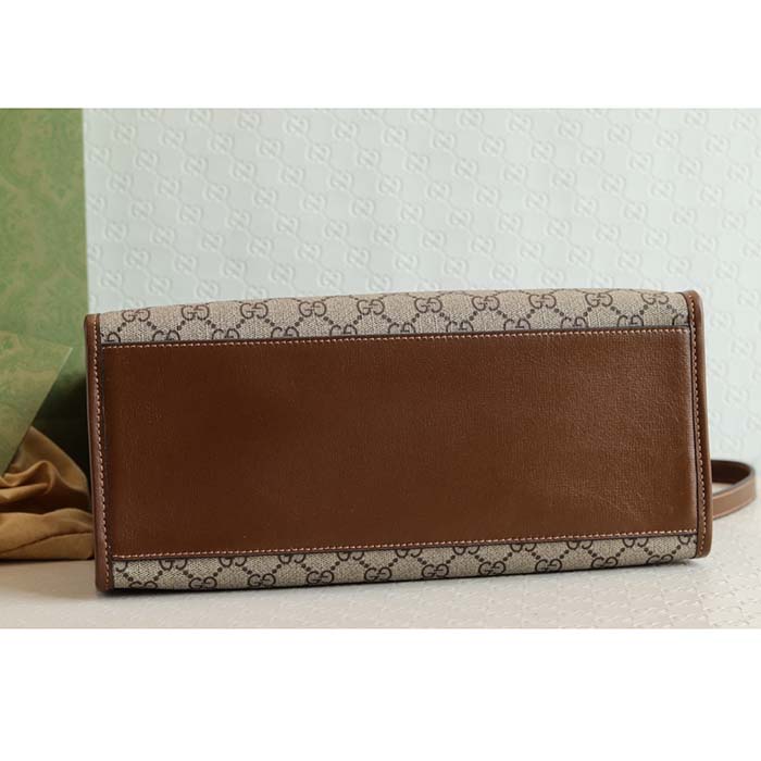 Gucci Unisex GG Small Tote Bag Beige Ebony GG Supreme Canvas