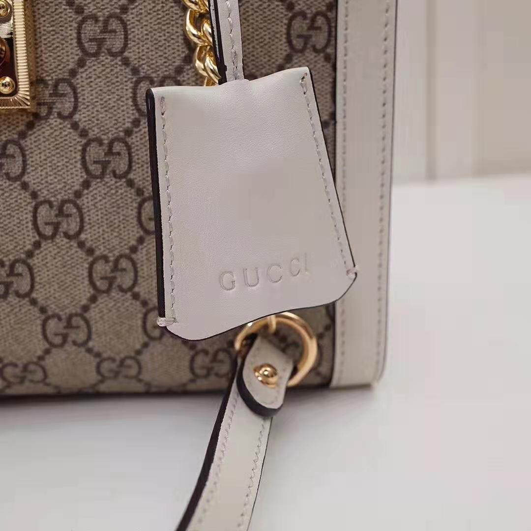 Gucci GG Women Padlock GG Small Shoulder Bag in Beige/Ebony GG Supreme Canvas