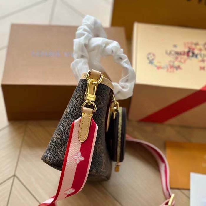 Louis Vuitton LV Women Neverfull BB Peony Pink Monogram Coated Canvas Natural Cowhide Leather