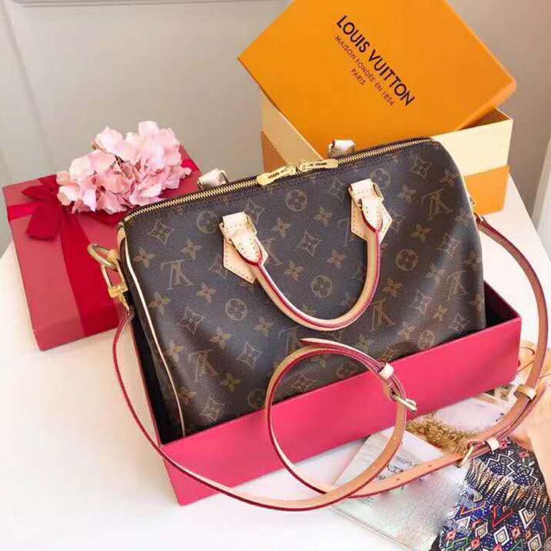 Louis Vuitton LV Women Speedy Bandoulière 30 in Signature Monogram Canvas-Brown