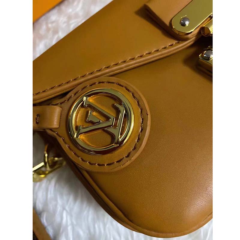 Louis Vuitton LV Women Swing Brown Calfskin Leather Monogram Canvas S Lock