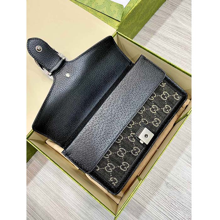 Gucci Women Dionysus GG Small Shoulder Bag Beige Blue Supreme Canvas