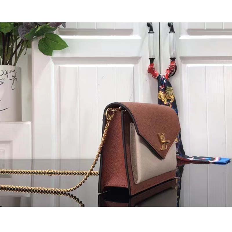 Louis Vuitton LV Women Mylockme Chain Pochette Châtaigne Brown Calf Leather