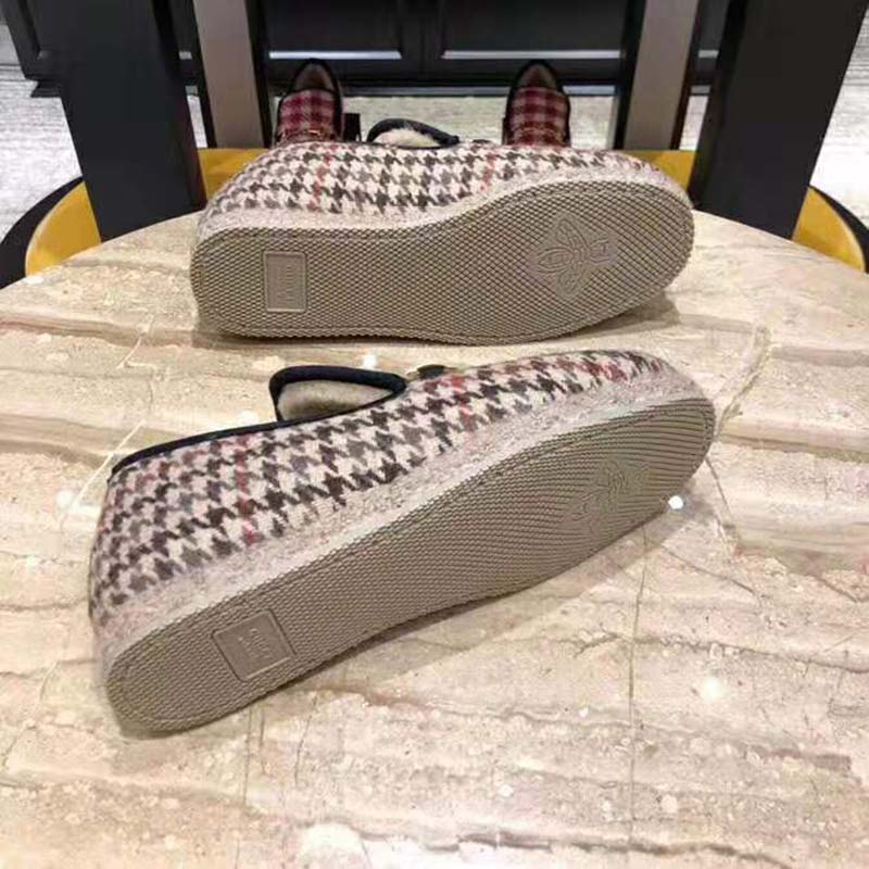 Gucci Unisex GG Check Wool Loafer in Brown Check Wool