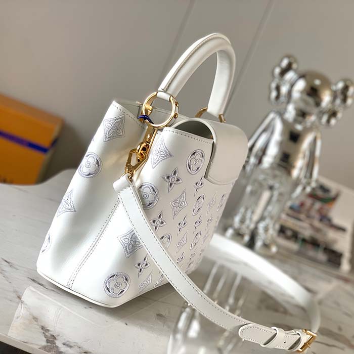 Louis Vuitton LV Women Capucines BB Handbag White Calfskin Cowhide Leather