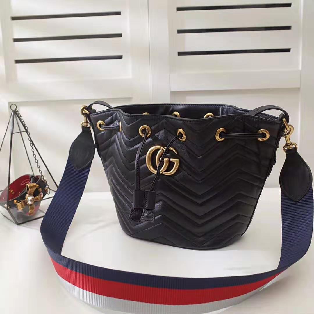 Gucci Women GG Marmont Mini Bucket Bag-Black