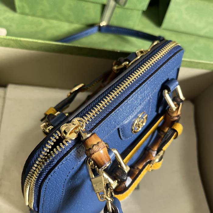 Gucci GG Women Gucci Diana Mini Tote Bag Blue Leather Double G