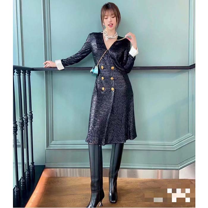 Gucci Women GG Boot Black Leather Geometric Heel Metal Inserts Mid-Heel