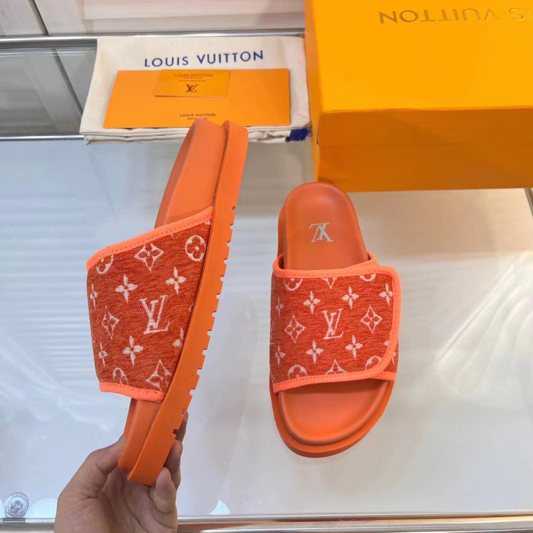 Louis Vuitton LV Unisex Miami Mule Orange Mini Monogram Textile Anatomic Insole