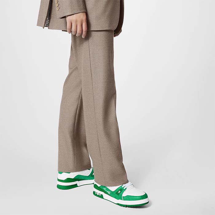 Louis Vuitton Unisex LV Trainer Sneaker Green Mini Monogram Embossed Calf Leather