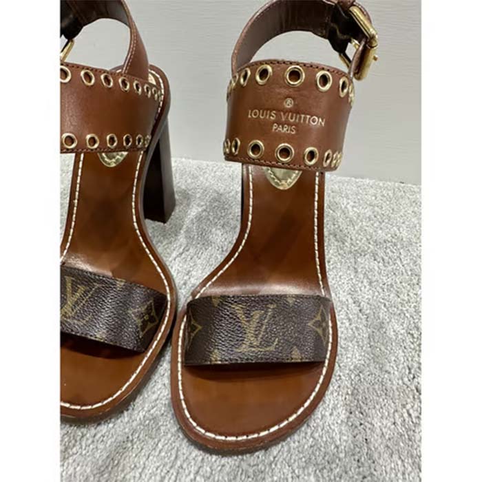 Louis Vuitton LV Women Sandal Cacao Brown Monogram Canvas Leather