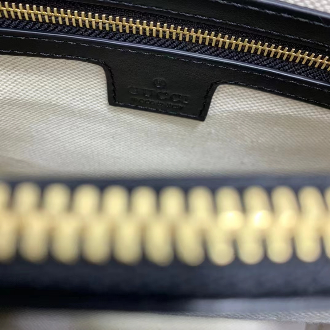 Gucci Women GG Matelassé Mini Top Handle Bag Black Leather Double G