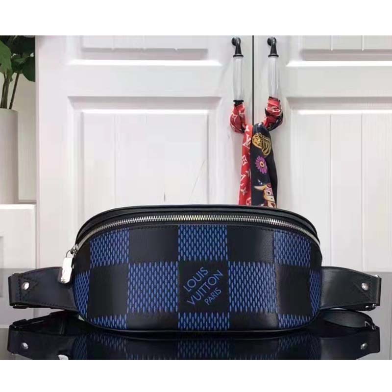 Louis Vuitton LV Unisex Campus Bumbag Navy Blue Black Damier Infini 3D Cowhide