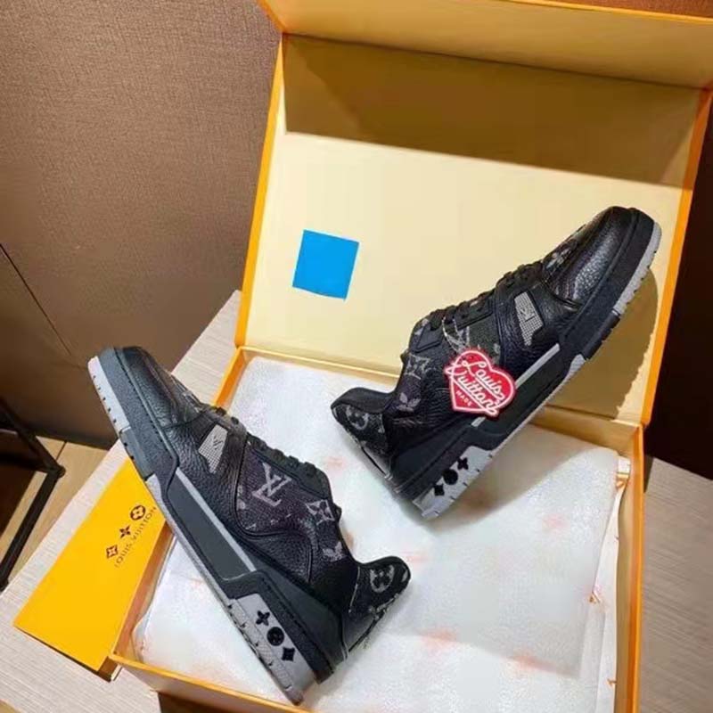 Louis Vuitton Unisex LV Trainer Sneaker Black Monogram Denim Rubber Outsole