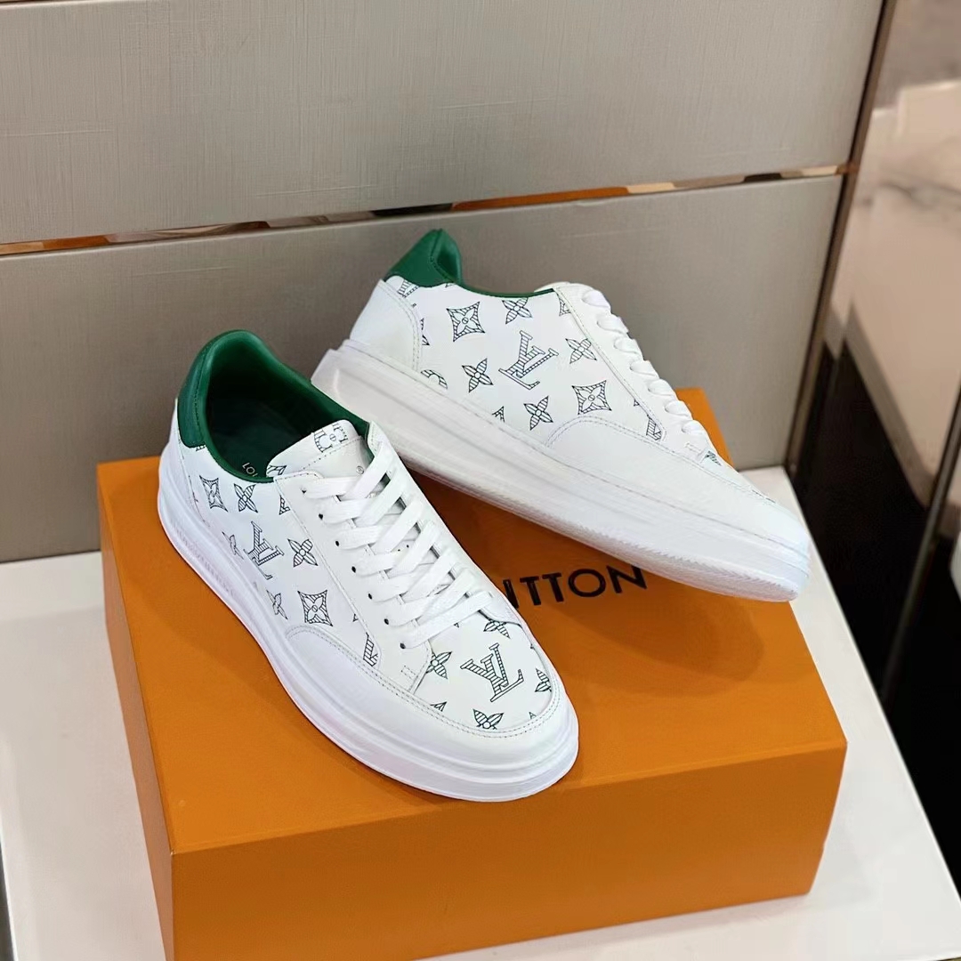 Louis Vuitton Unisex Beverly Hills Sneaker Green Monogram-Printed Calf Leather Rubber Outsole