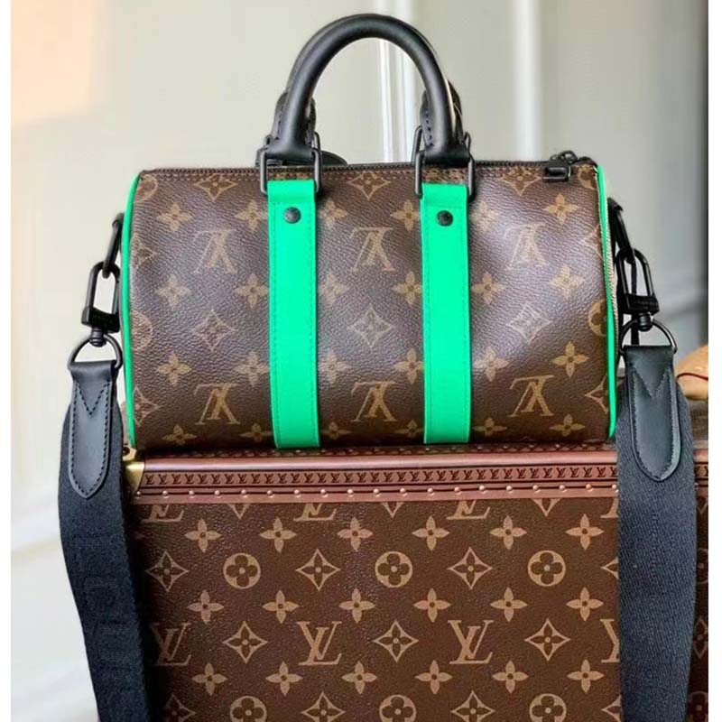 Louis Vuitton LV Unisex Keepall Bandoulière 25 Brown Green Monogram Macassar Coated Canvas