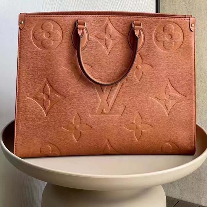 Louis Vuitton LV Women OnTheGO GM Tote Bag Brown Monogram Embossed Leather