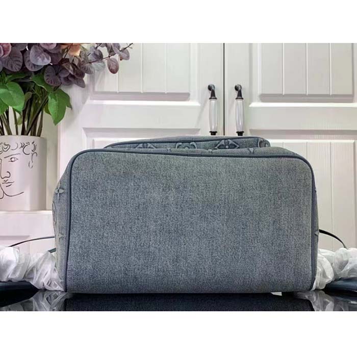 Louis Vuitton LV Unisex Montsouris Backpack Monogram Washed Denim Coated Canvas Cowhide Leather