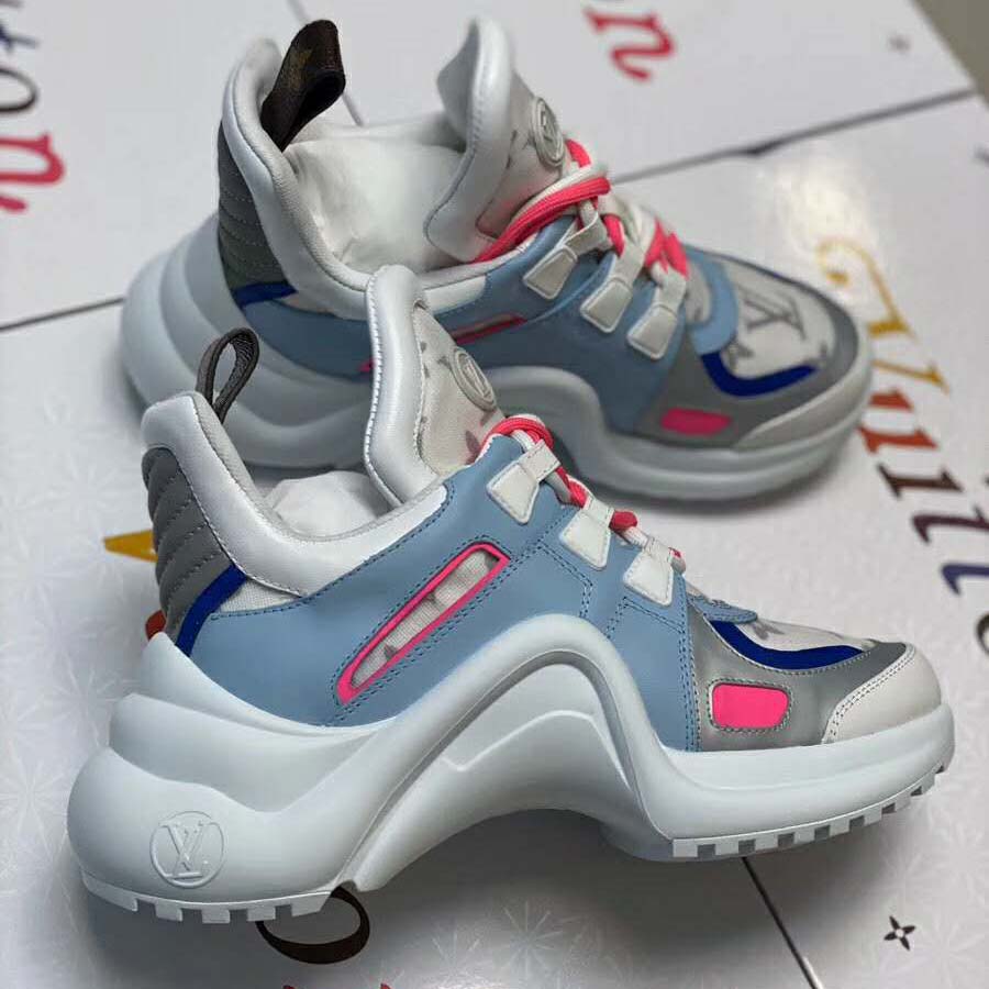 Louis Vuitton LV Women LV Archlight Sneaker in Leather and Technical Fabrics-Blue