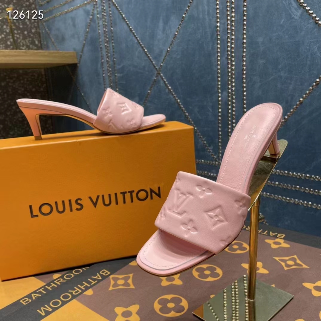 Louis Vuitton LV Women Revival Mule Pink Monogram Embossed Lambskin 5.5 cm Heel