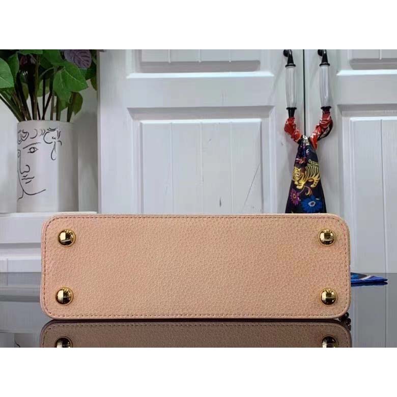 Louis Vuitton LV Women Capucines BB Handbag Yellow Taurillon Leather Shimmery