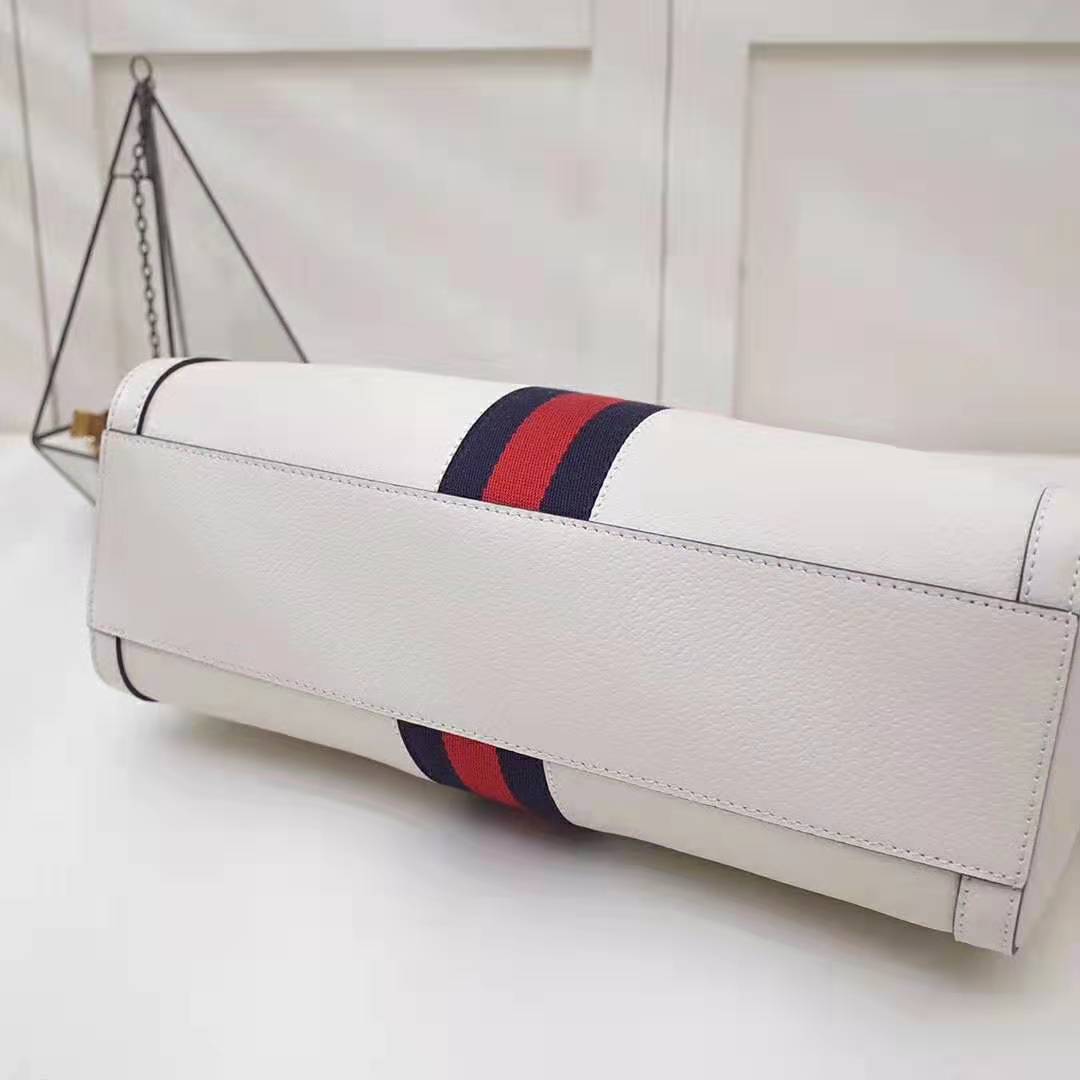 Gucci GG Women Ophidia Medium Top Handle Bag in White Leather