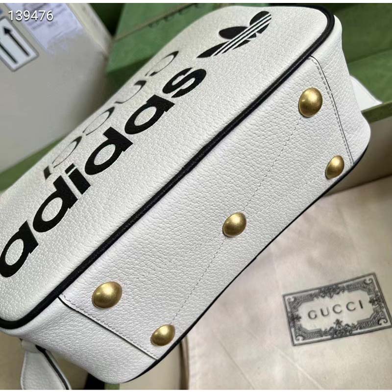Gucci Unisex Adidas x Gucci Small Shoulder Bag White Leather Interlocking G