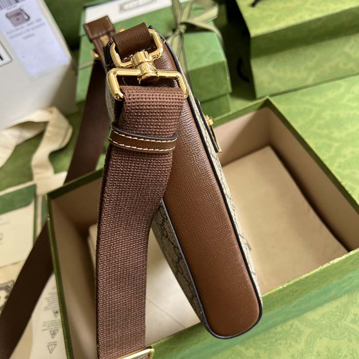 Gucci Unisex GG Supreme Messenger Bag Beige Ebony GG Supreme Canvas