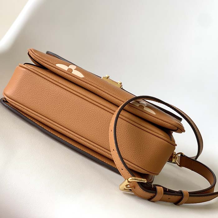 Louis Vuitton LV Women Pochette Metis Bag Beige Monogram Empreinte Embossed Grained Cowhide
