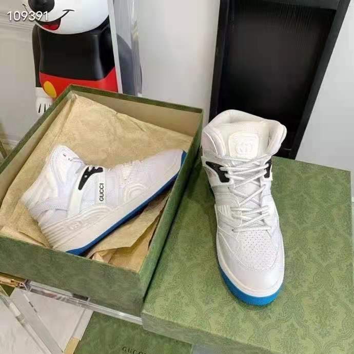 Gucci GG Unisex Gucci Basket Sneaker White Demetra Rubber Interlocking G Patch