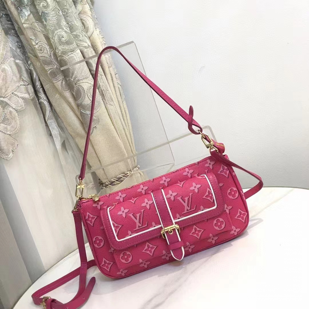 Louis Vuitton LV Women Maxi Multi Pochette Accessoires Handbag Fuchsia Pink Monogram Coated Canvas