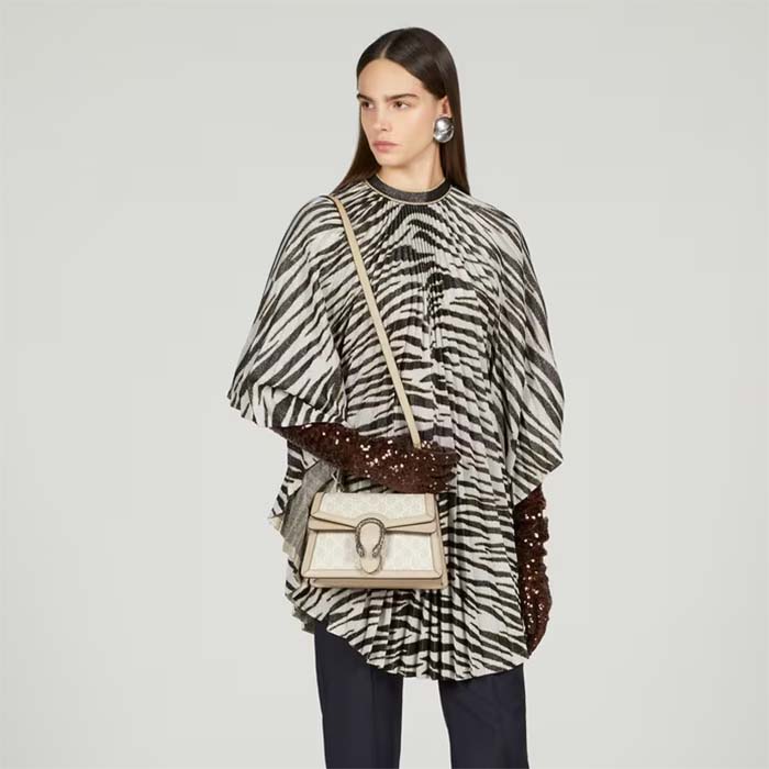 Gucci Unisex GG Small Dionysus Top Handle Bag Beige White Supreme Canvas