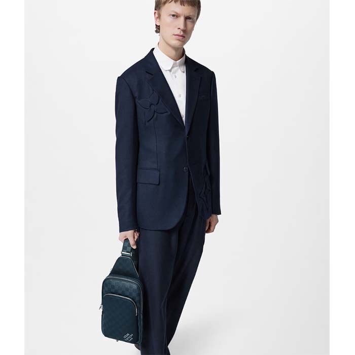 Louis Vuitton LV Unisex Avenue Slingbag Blue Sapphire Damier Infini Cowhide Leather Graphite Coated Canvas