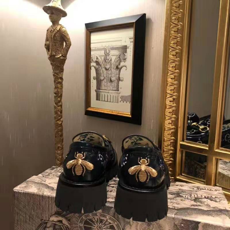 Gucci Women GG Velvet Lug Sole Loafer in GG Velvet 2.5 cm Heel-Navy