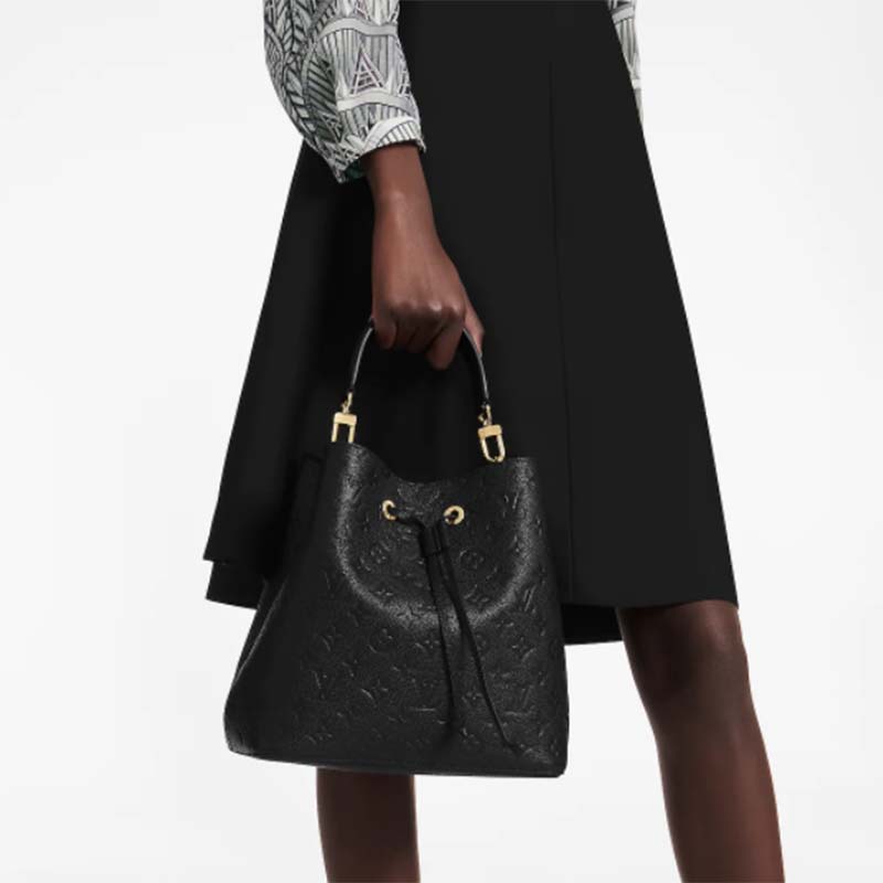 Louis Vuitton LV Women NéoNoé MM Bucket Black Embossed Monogram Empreinte Grained Cowhide