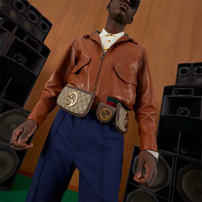 Gucci Unisex Blondie Mini Belt Bag Beige Ebony GG Supreme Canvas