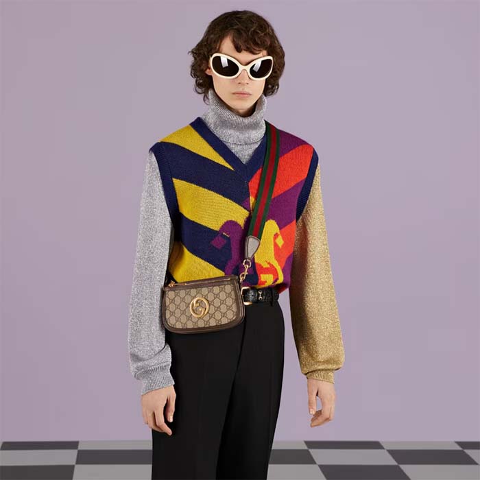 Gucci Women Blondie GG Mini Bag Beige Ebony GG Supreme Canvas