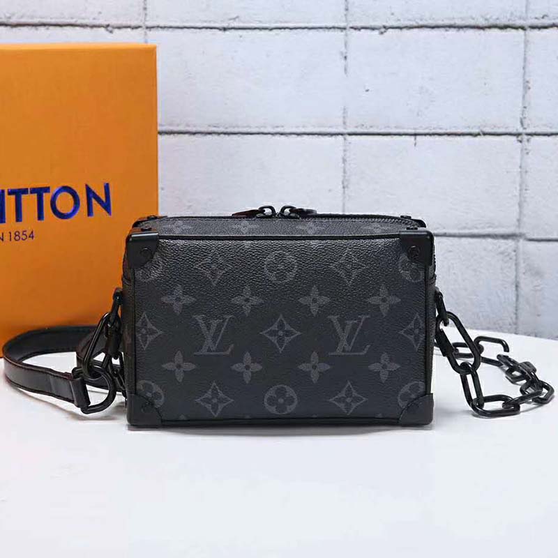 Louis Vuitton LV Unisex Mini Soft Trunk Bag in Monogram Eclipse Canvas and Chain