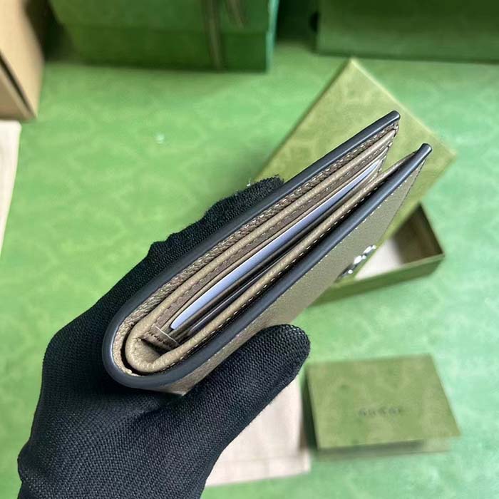 Gucci Unisex GG Marmont Card Case Wallet Taupe Leather Double G