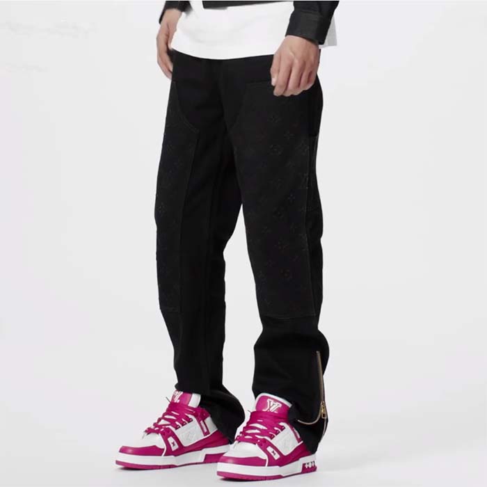 Louis Vuitton Unisex LV Trainer Sneaker Fuchsia Mix Materials Rubber Outsole Initials Monogram Flowers