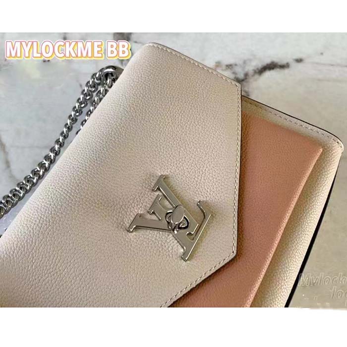 Louis Vuitton LV Women Mylockme Chain Bag Rose Quartz Trianon Soft Grained Calfskin