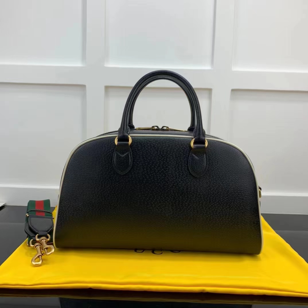 Gucci Unisex Adidas x Gucci Large Duffle Bag Black Leather Interlocking G