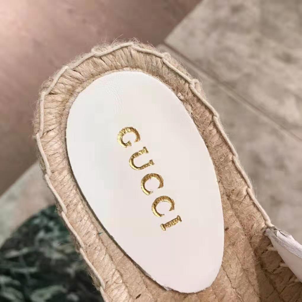 Gucci Women Leather Espadrille with Double G in 2 cm Height-White